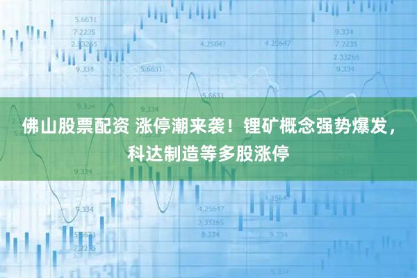 佛山股票配资 涨停潮来袭！锂矿概念强势爆发，科达制造等多股涨停